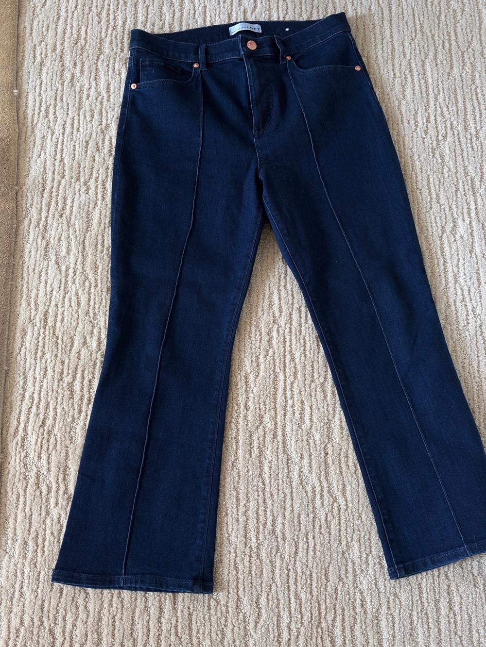 LOFT Dark Blue Front-Seam Flare Jeans